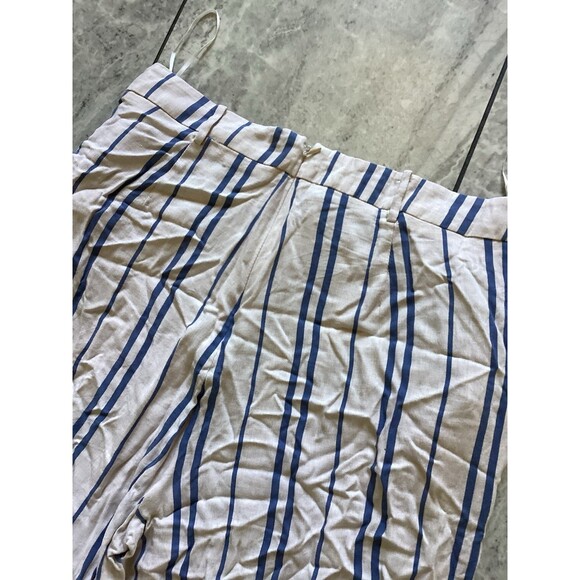 Lucy Paris Blue Beige Striped Wide Leg Pants M - Picture 5 of 7